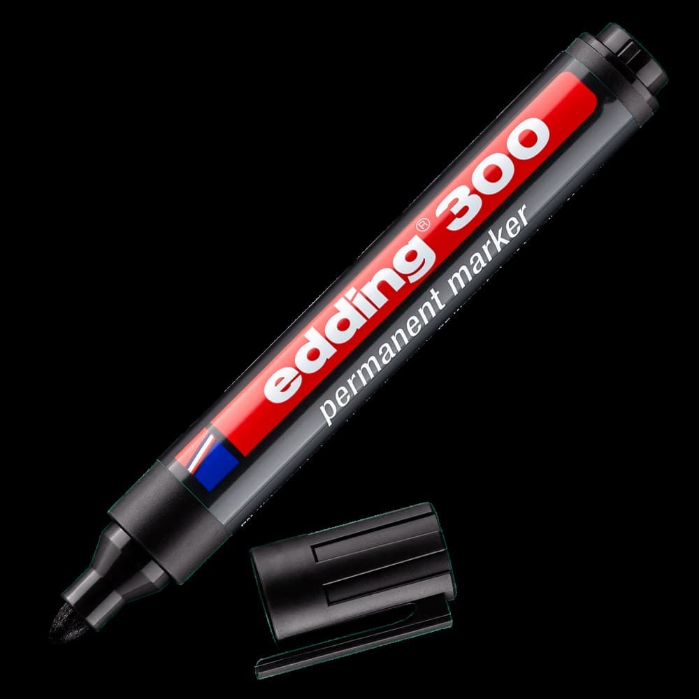 edding 300 Permanent Marker A8 Bullet Black Box of 10 - Image 1
