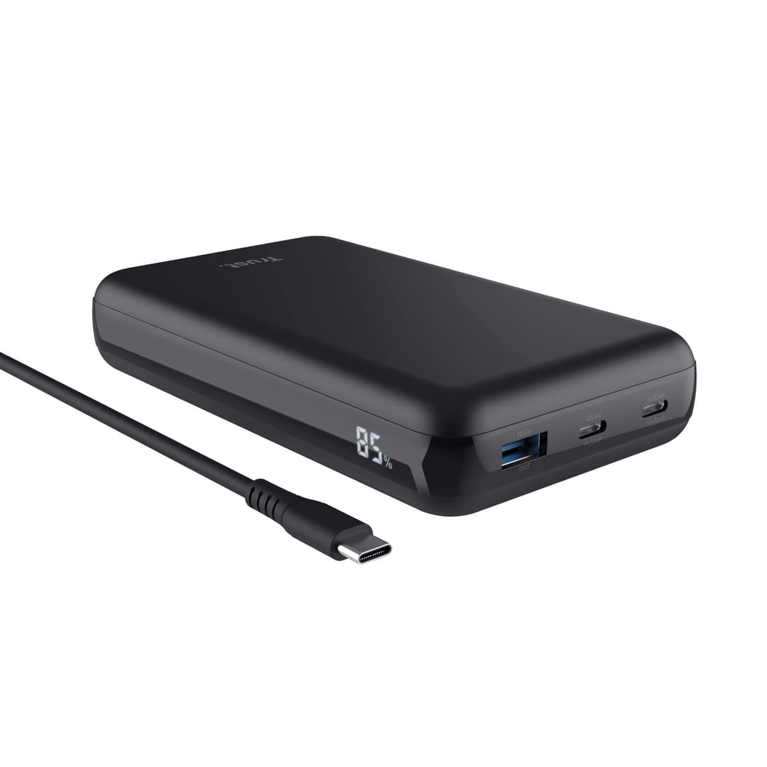Trust Laro 100W Laptop Powerbank 20000mAh 2x USB-C 1x USB-A Black - Image 1