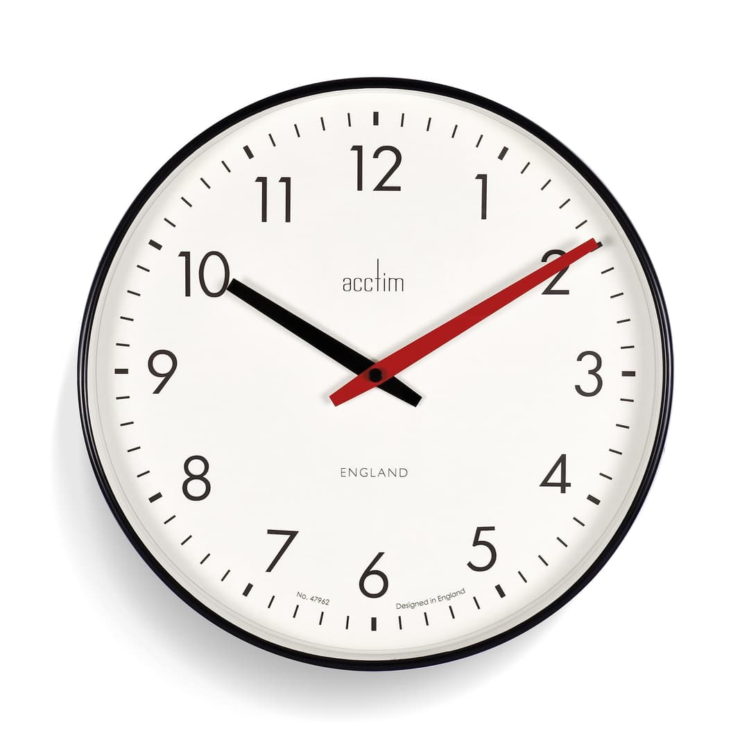 Acctim 22573 Riley 30cm Retro Black Wall Clock - Image 1