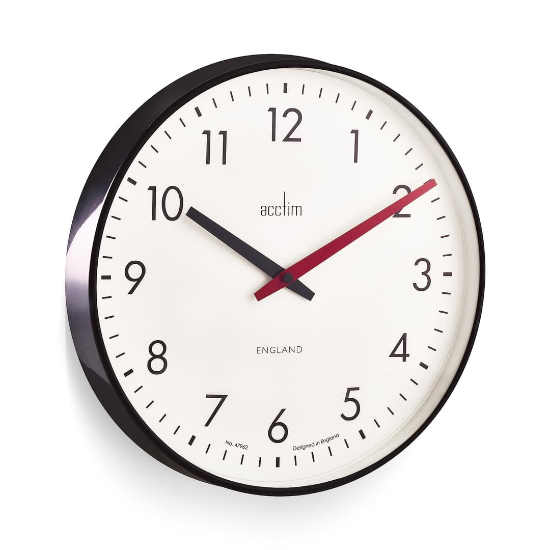Acctim 22573 Riley 30cm Retro Black Wall Clock - Image 4