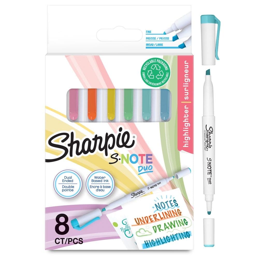 Sharpie 2182116 S-Note Duo Dual-Ended Creative Markers Pack of 8 - Image 1