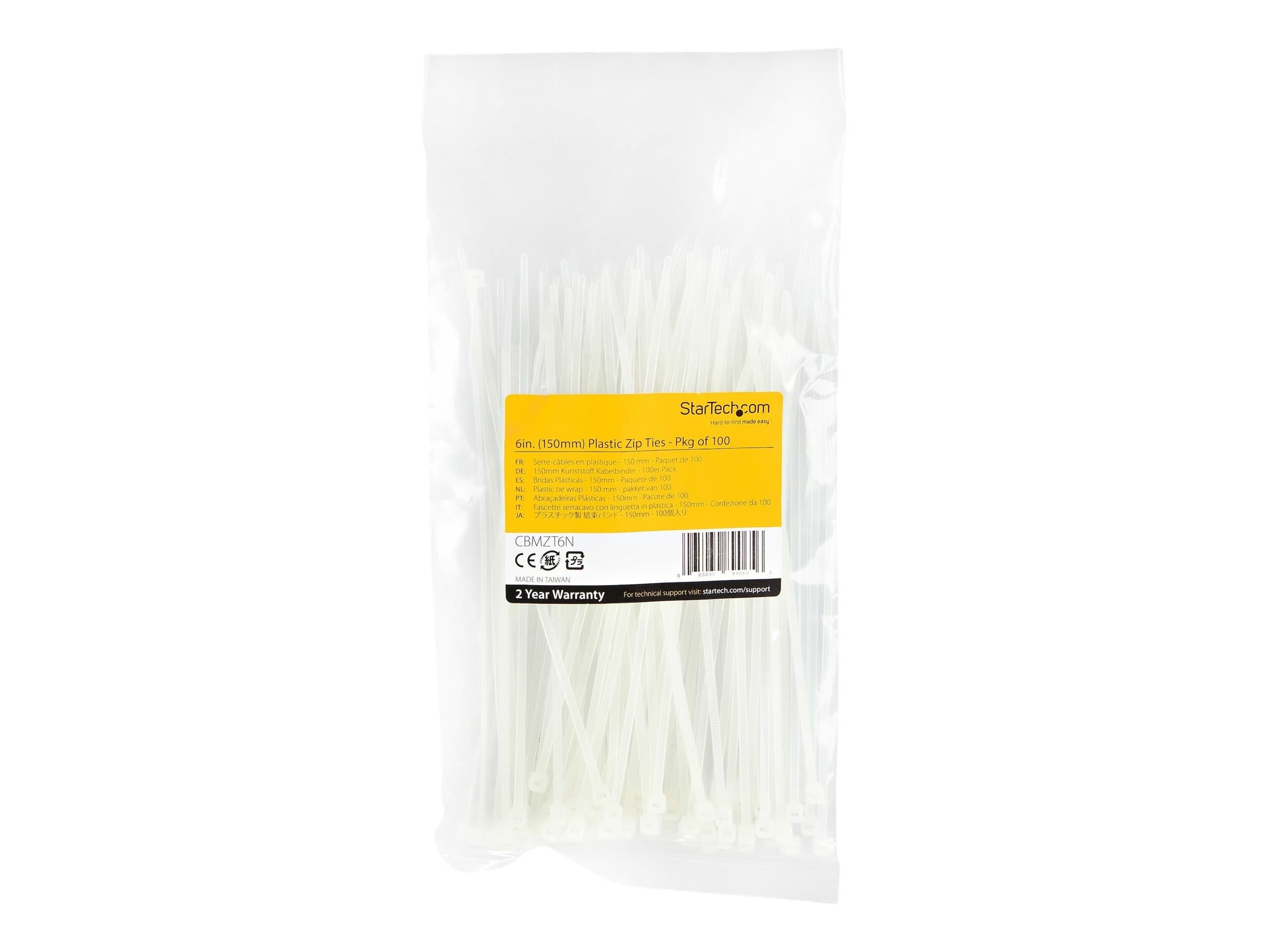 StarTech Cable Ties 15cm 100 Pack White