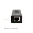 Plugable Technologies USB Hub with Ethernet, 3 port USB 3.0 Bus Powered Hub with Gigabit Ethernet Compatible with Windows, MacBook, Linux, Chrome OS, Includes USB C and USB 3.0 Cables thumbnail 2