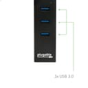 Plugable Technologies USB Hub with Ethernet, 3 port USB 3.0 Bus Powered Hub with Gigabit Ethernet Compatible with Windows, MacBook, Linux, Chrome OS, Includes USB C and USB 3.0 Cables thumbnail 3