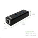 Plugable Technologies USB Hub with Ethernet, 3 port USB 3.0 Bus Powered Hub with Gigabit Ethernet Compatible with Windows, MacBook, Linux, Chrome OS, Includes USB C and USB 3.0 Cables thumbnail 4