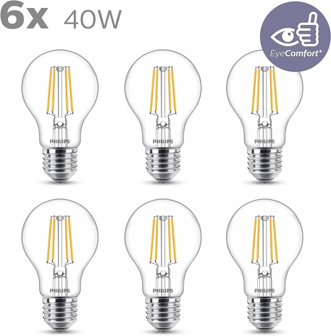 Philips LED Premium Classic Filament A60 Light Bulb 6 Pack - Warm White - Image 2