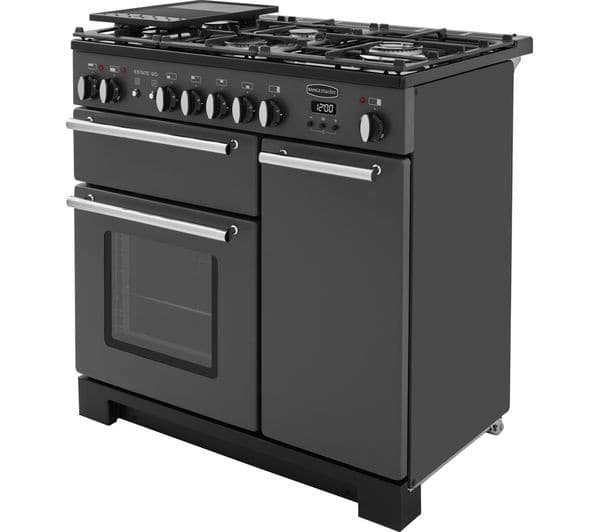 RANGEMASTER Estate 90 EST90DFFSL/C Dual Fuel Range Cooker - Slate & Chrome - Image 3