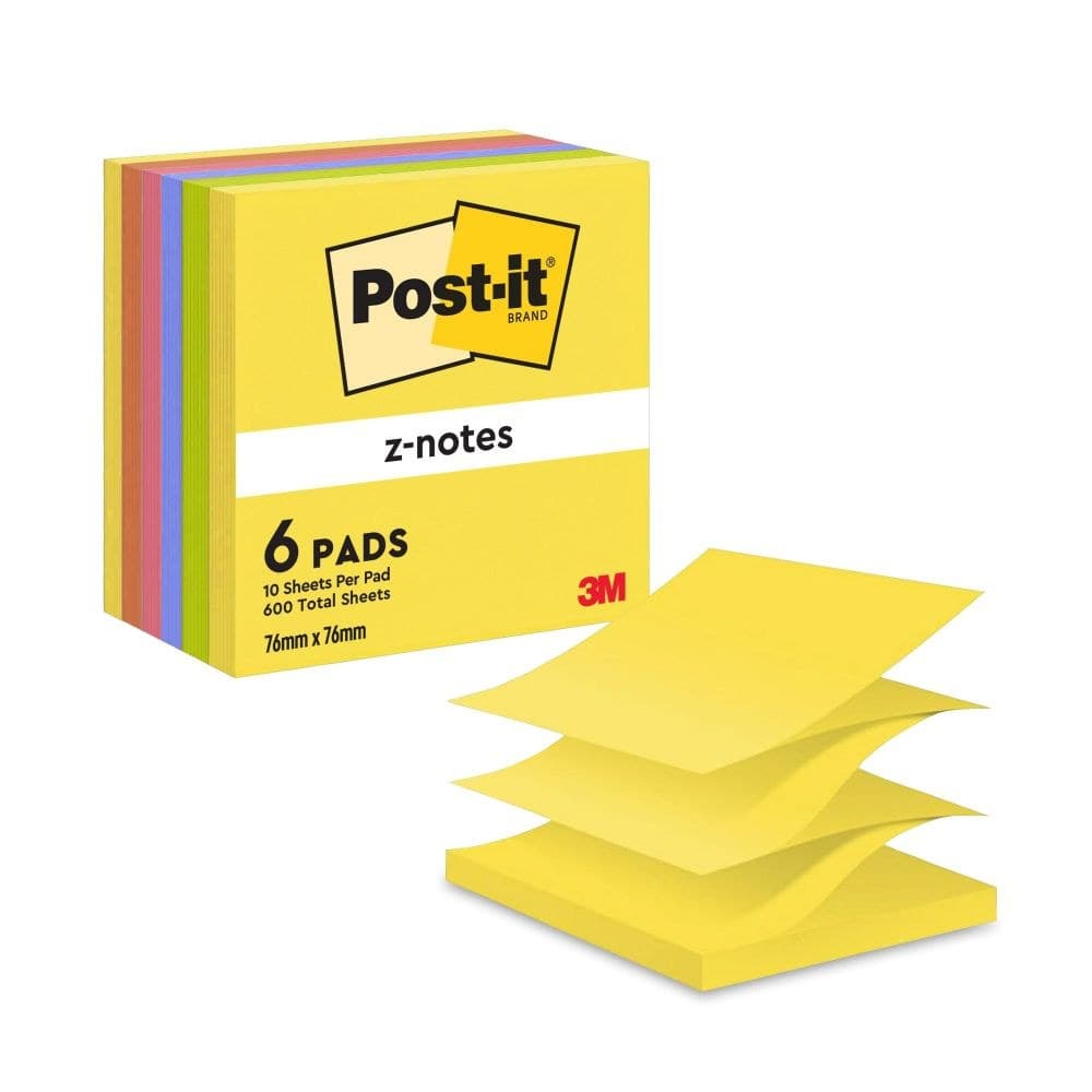 Post-it Pack of 6 Z Notes 76x76mm 100 Sheets Neon Rainbow