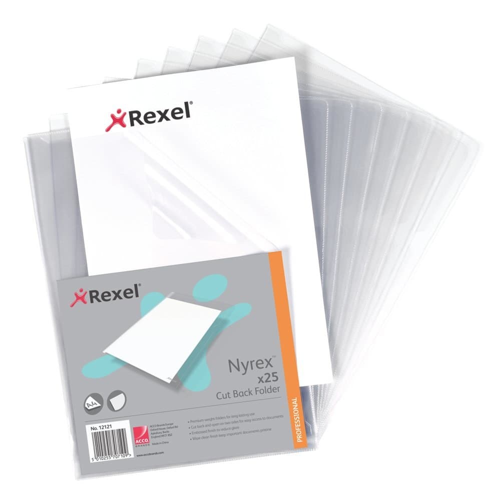 Rexel Nyrex™ A4 Cut Back Folders Clear (25) - Image 1