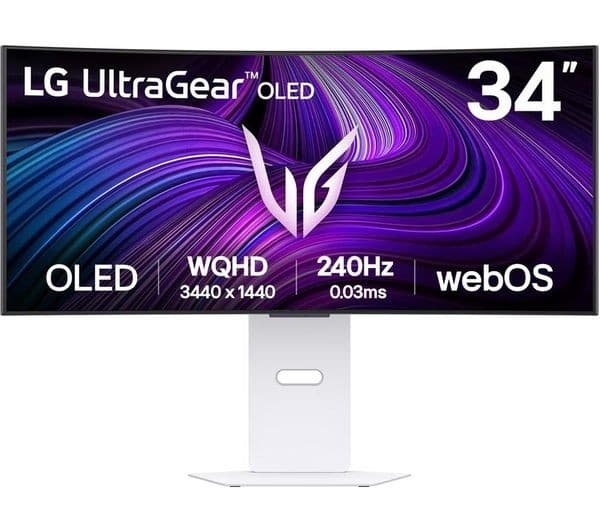 LG UltraGear GX9s 34GX90SA-W.AEK Quad HD 34" Curved OLED Smart Gaming Monitor - White - Image 1