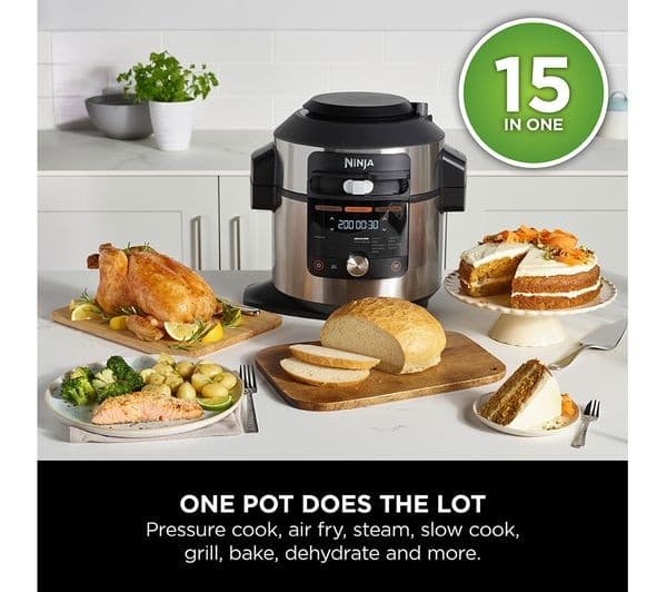 Ninja Foodi MAX 15-in-1 SmartLid OL750UK Multicooker & Air Fryer Stainless Steel & Black - Image 4