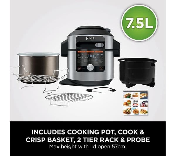 Ninja Foodi MAX 15-in-1 SmartLid OL750UK Multicooker & Air Fryer Stainless Steel & Black - Image 8