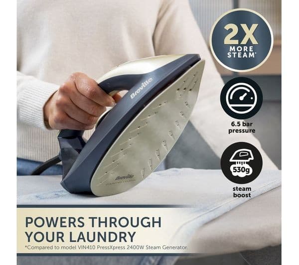 BREVILLE DiamondXpress VIN446 Steam Generator Iron - Faded Blue & Pale Gold - Image 4