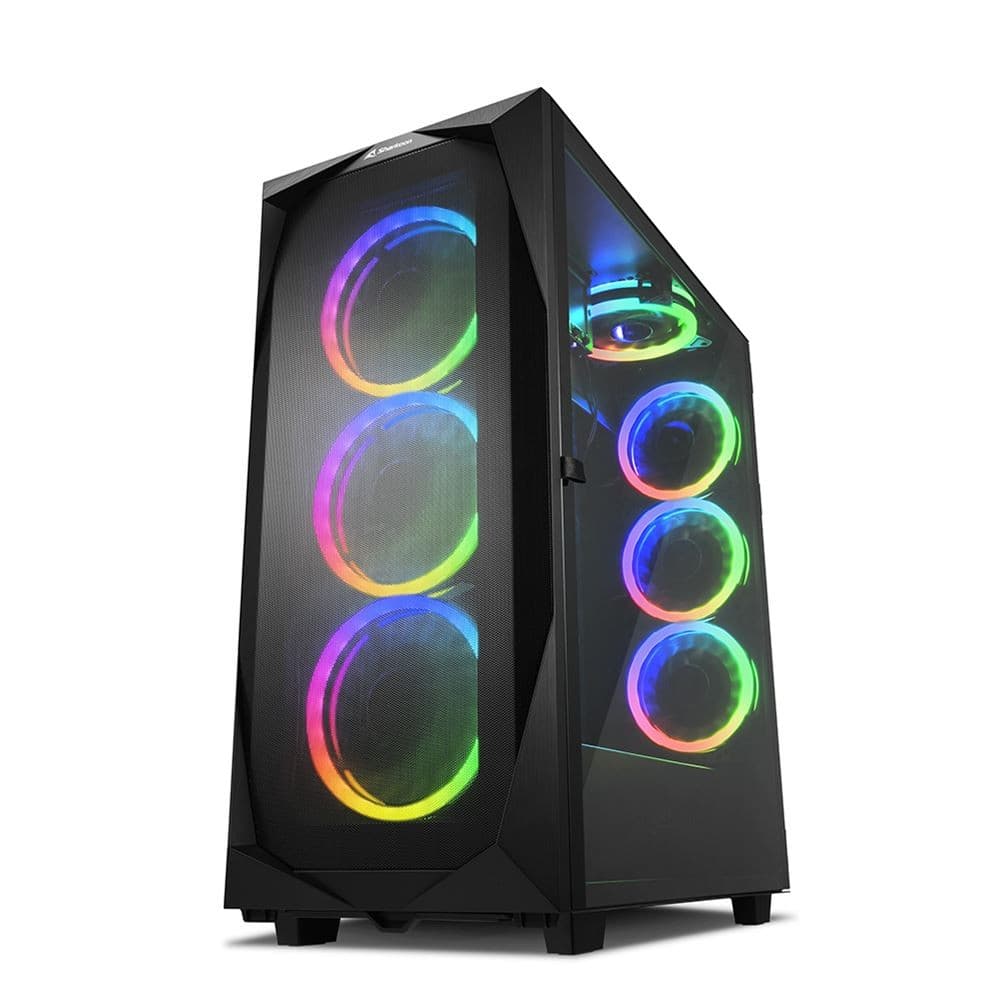 Sharkoon REV300 RGB Tempered Glass Mid Tower ATX Gaming PC Case - Black - Image 1