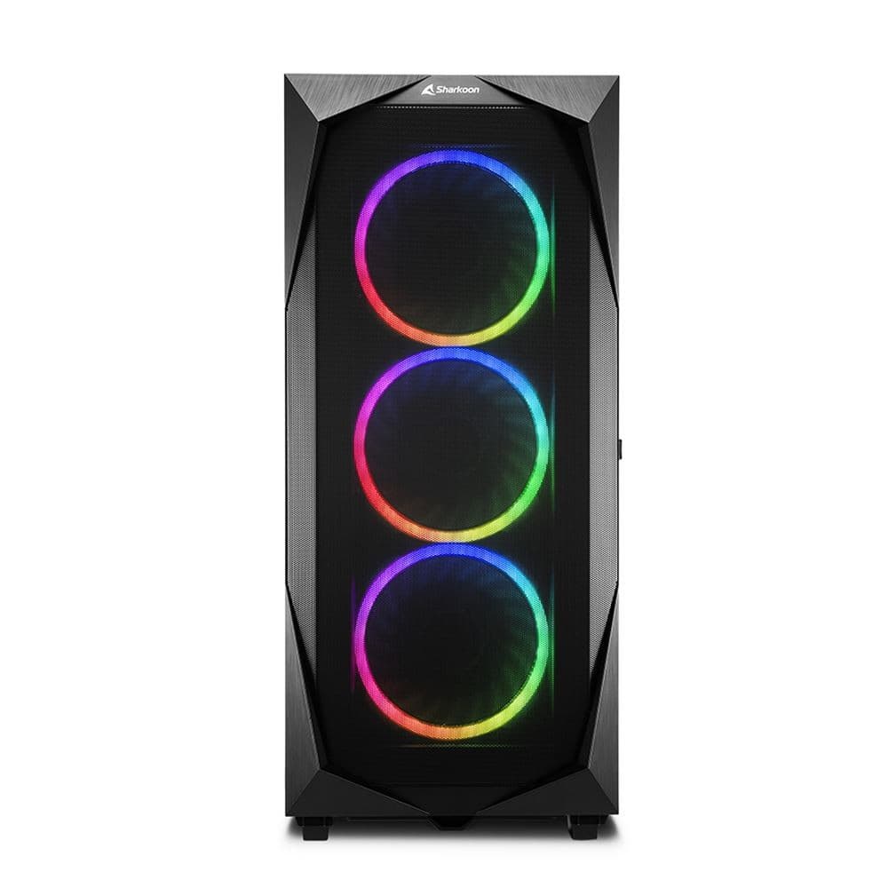Sharkoon REV300 RGB Tempered Glass Mid Tower ATX Gaming PC Case - Black - Image 2