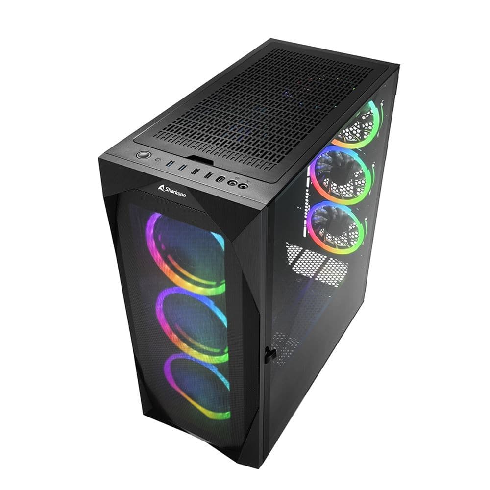 Sharkoon REV300 RGB Tempered Glass Mid Tower ATX Gaming PC Case - Black - Image 3
