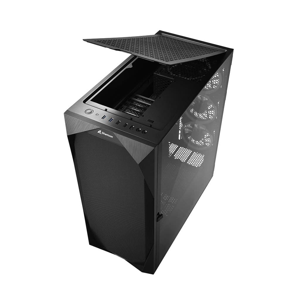Sharkoon REV300 RGB Tempered Glass Mid Tower ATX Gaming PC Case - Black - Image 9
