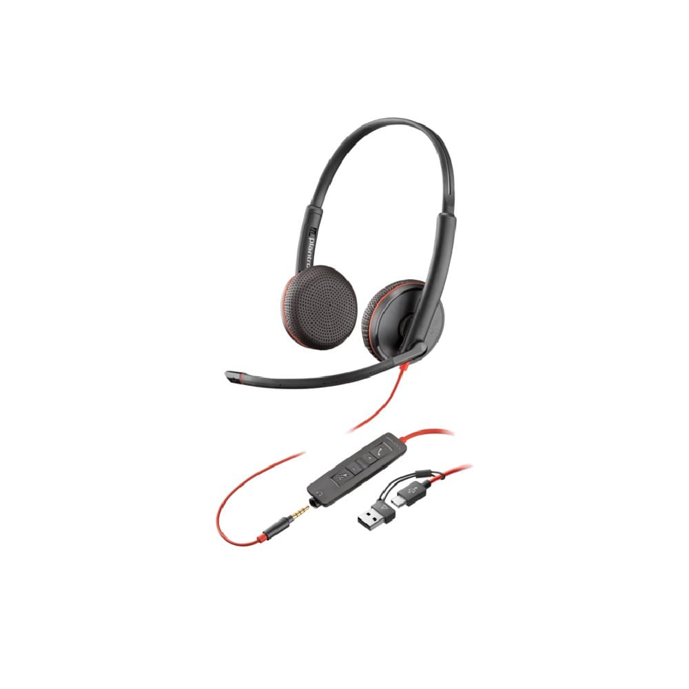 Poly Blackwire 3225 Wired USB Headset Black with 3.5mm Plug & USB-C/A Adapter - 8X229AA - Image 1