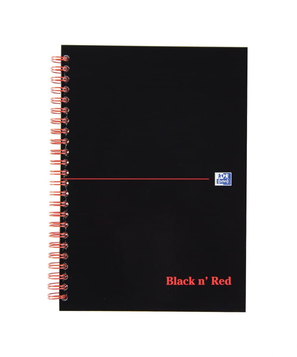 Black n` Red Wirebound Ruled Perforated Hardback Notebook A5 Pack 5