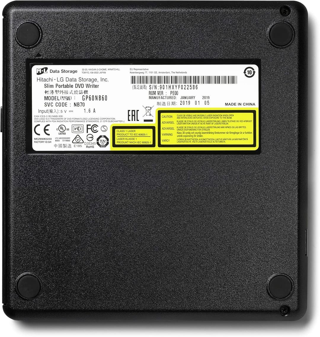 LG GP60NB60 Slim Portable DVD-RW External Drive - Black - Image 4