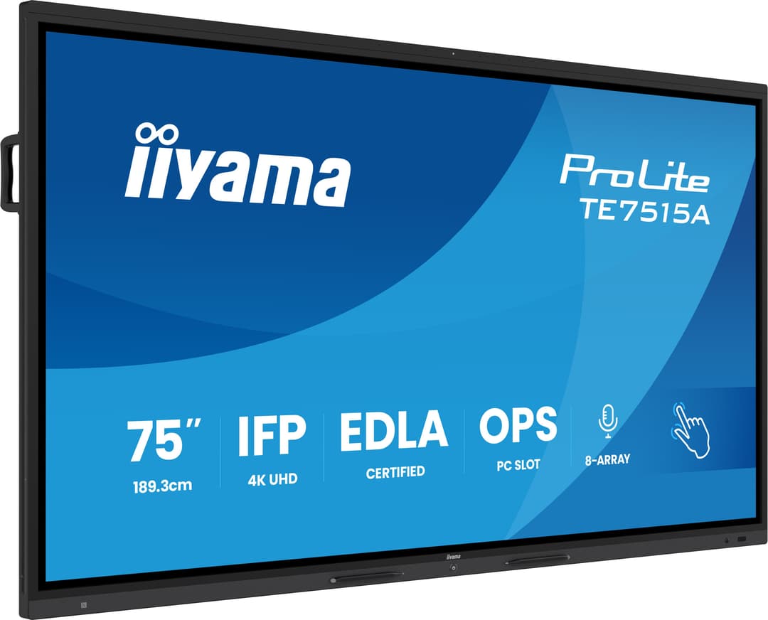 iiyama TE7515A-B2AG Signage Display Kiosk design 190.5 cm (75") Wi-Fi 550 cd/m² 4K Ultra HD Black Touchscreen Built-in processor Android 24/7 - Image 1