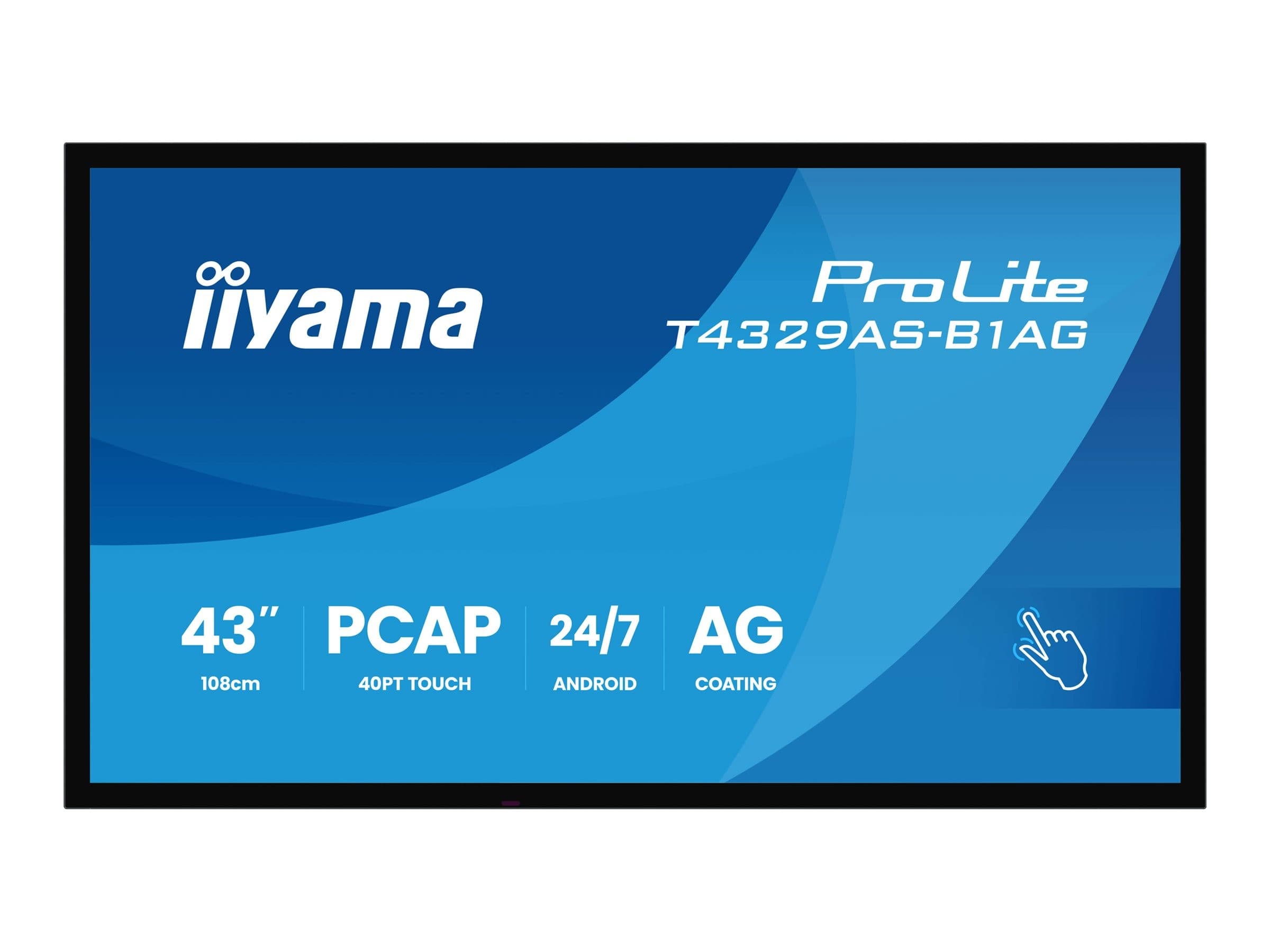 iiyama ProLite T4329AS-B1AG 4K UHD All-in-One PCAP Touchscreen Display, Android, Wi-Fi, Black - 43"