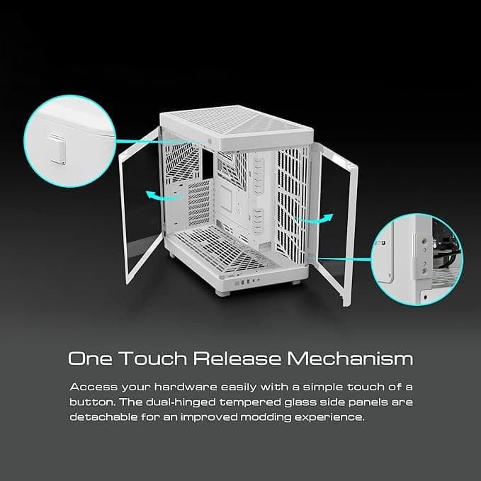 GAMDIAS NESO P1 Dual Chamber EATX Full Tower Gaming PC Case - White - Image 3