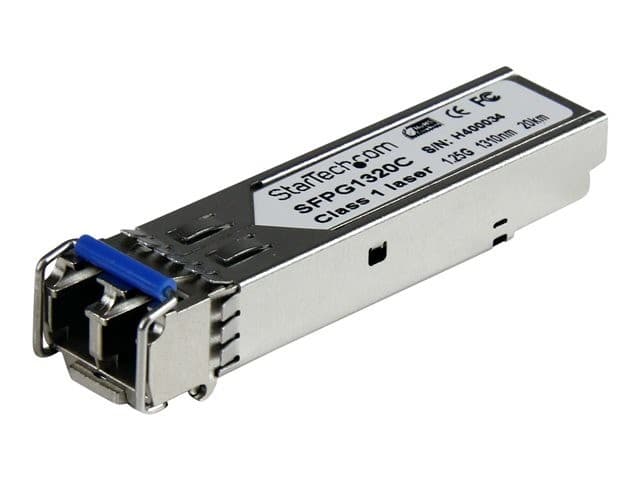 StarTech.com Cisco GLC-LH-SMD Compatible SFP Module 1000BASE-LH 1GbE Single Mode (SMF) Fiber SMF Optic Transceiver 1GE Gigabit Ethernet SFP LC 20km, 1310nm, DDM, Cisco Firepower, IE2000 - Lifetime Warranty (SFPG1320C) - SFP (mini-GBIC) transceiver module - Image 1