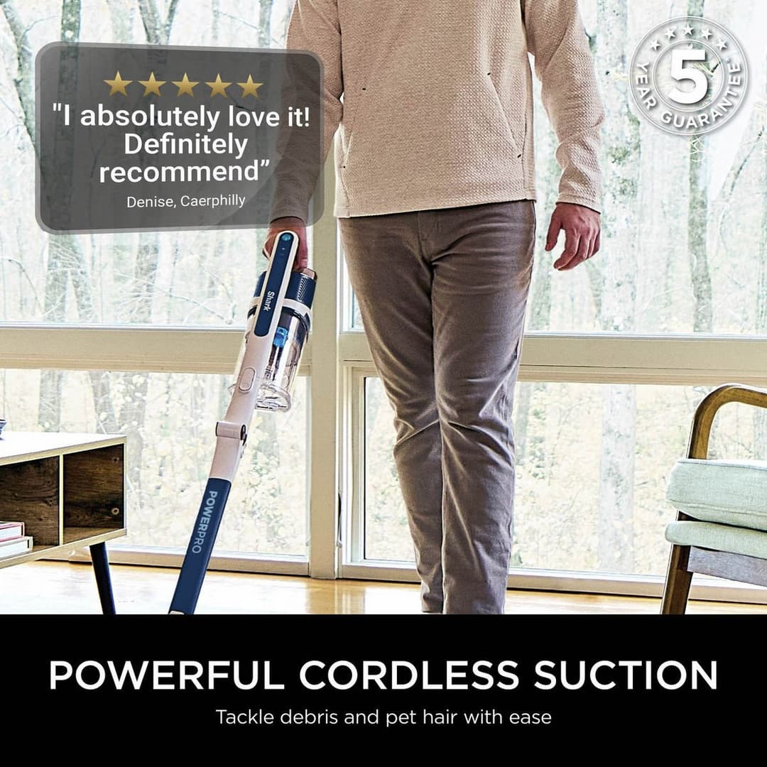 Shark PowerPro IZ380UK Cordless Stick Vacuum Cleaner FloorDetect Anti Hair Wrap - Navy Metallic - Image 3