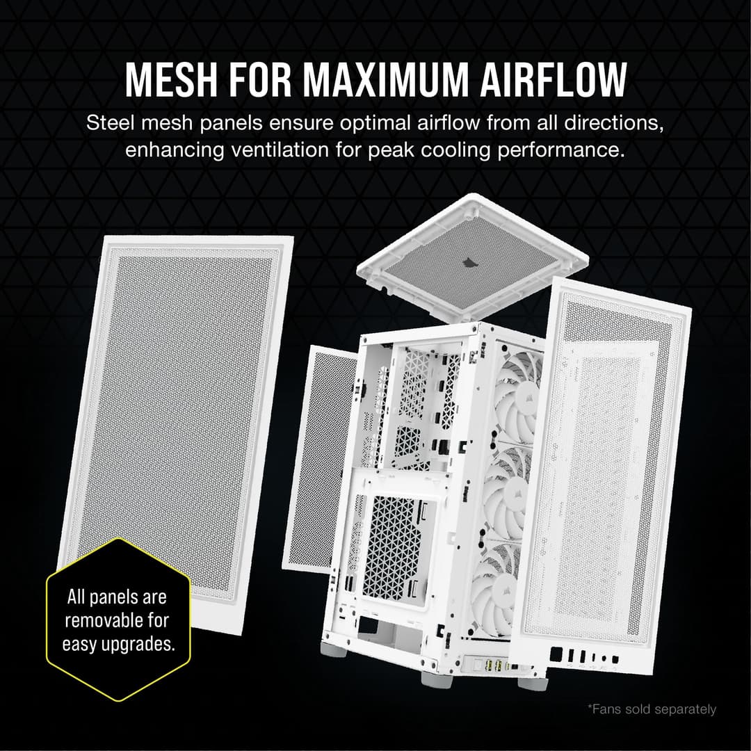 Corsair 2000D AIRFLOW Mini-ITX PC Case - White - Image 3