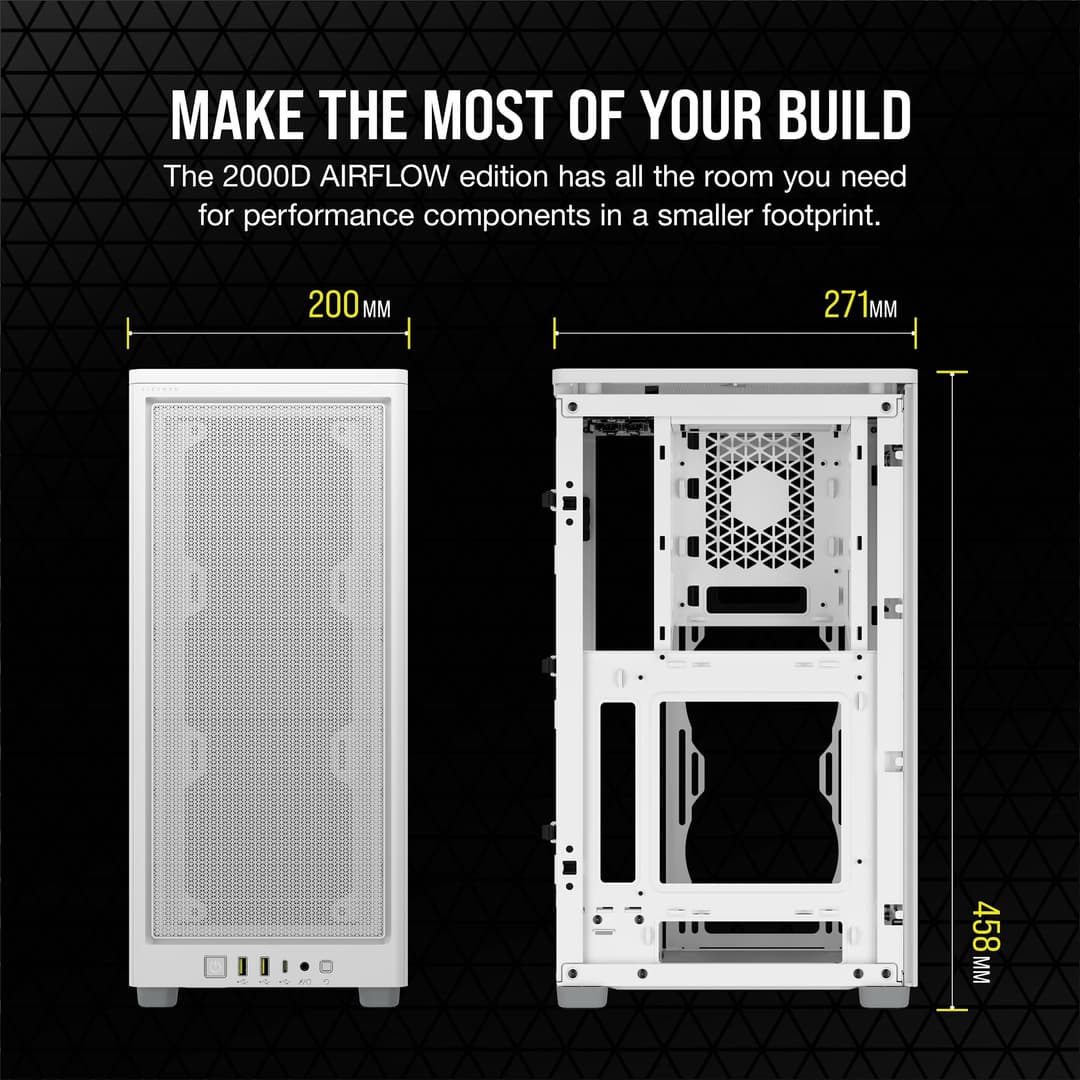 Corsair 2000D AIRFLOW Mini-ITX PC Case - White - Image 7