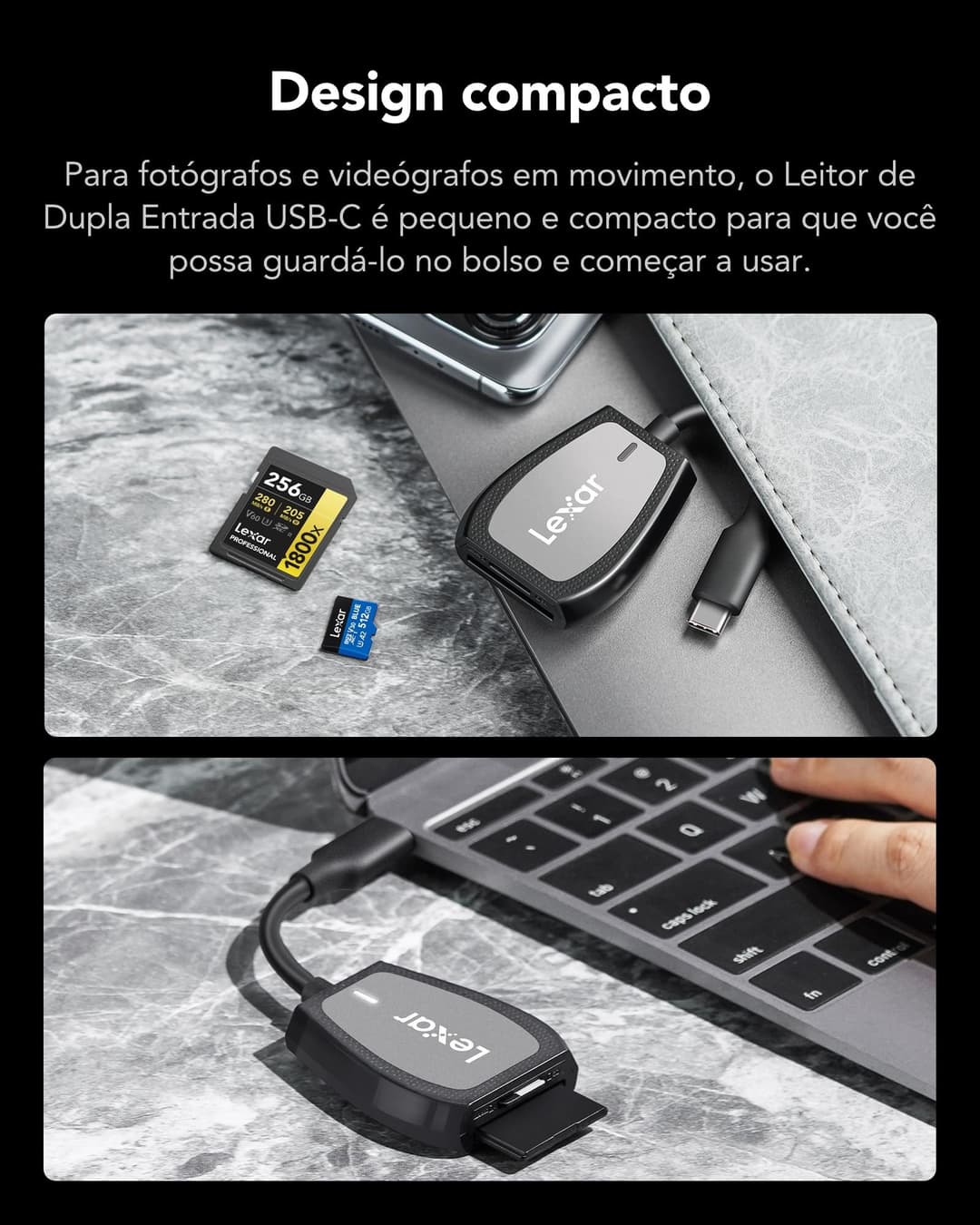 Lexar Professional Dual Slot Reader USB-C Memory Card Reader - Black - Image 7