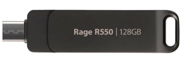 Patriot Rage R550 USB 3.2 Gen 1 Type-A & Type-C Flash Drive, Black - 128GB - Image 1