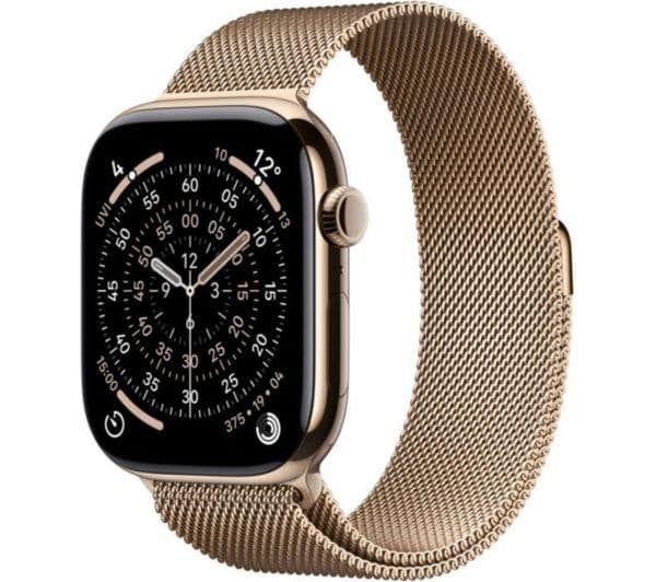 Apple Watch Series 11 GPS + Cellular 46mm Gold Titanium Case with Gold Milanese Loop - M/L - Image 1