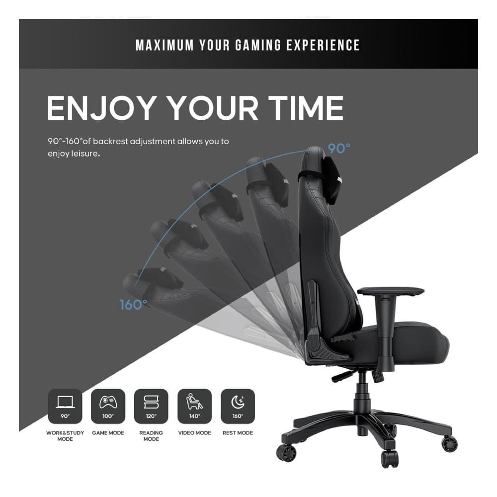 AndaSeat Luna Premium Large Gaming Chair - Black PVC Leather - Image 5