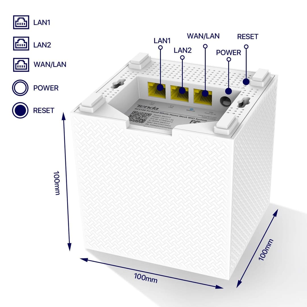 Tenda Nova MW12 Mesh WiFi System - Tri-Band AC2100 WiFi - 3-Pack - Image 2