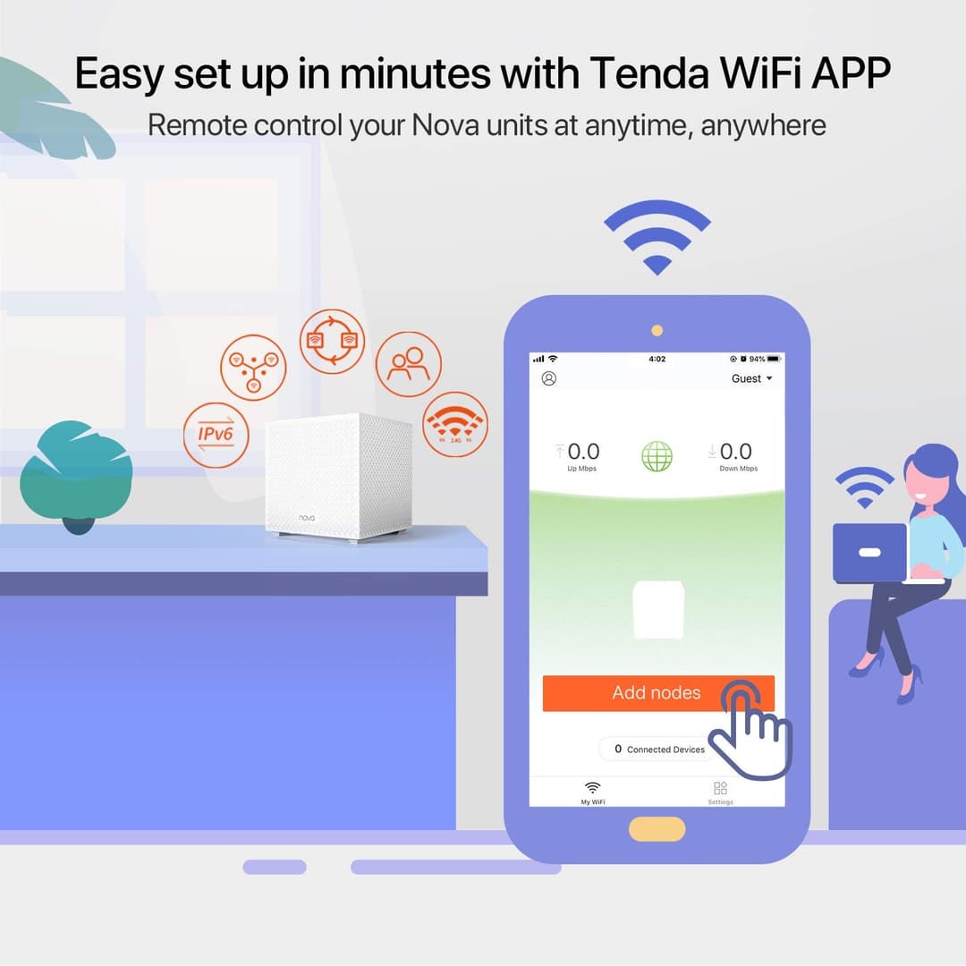 Tenda Nova MW12 Mesh WiFi System - Tri-Band AC2100 WiFi - 3-Pack - Image 4