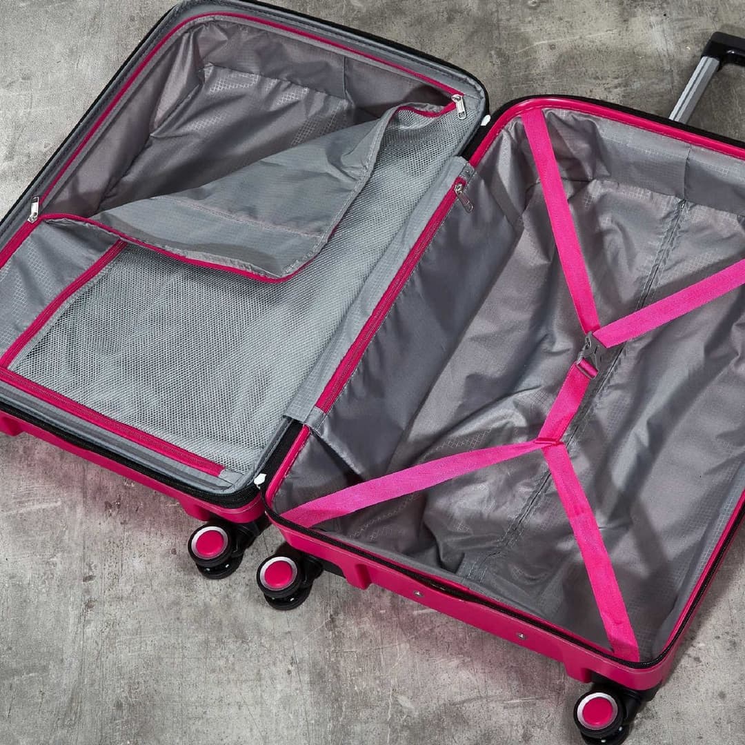 Rock Expandable 8 Wheel Hard Suitcase - Small, Pink - Image 5