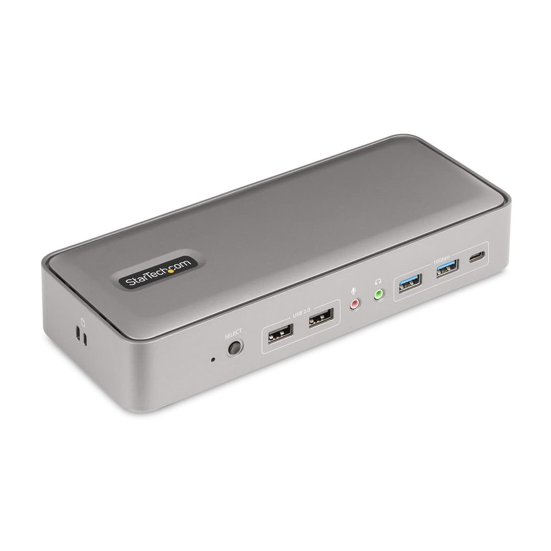 StarTech.com Dual-Laptop USB-C KVM Docking Station, Dual Monitor 4K 60Hz DisplayPort Dock, 5-Port USB Hub, GbE, 90W/45W Power Delivery to Two Laptops, Windows/Mac, 2-Host KVM Dock - TAA - Image 1