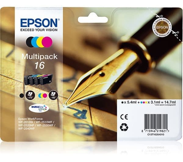 EPSON Pen & Crossword T1626 Cyan, Magenta, Yellow & Black Ink Cartridges - Multipack - Image 1