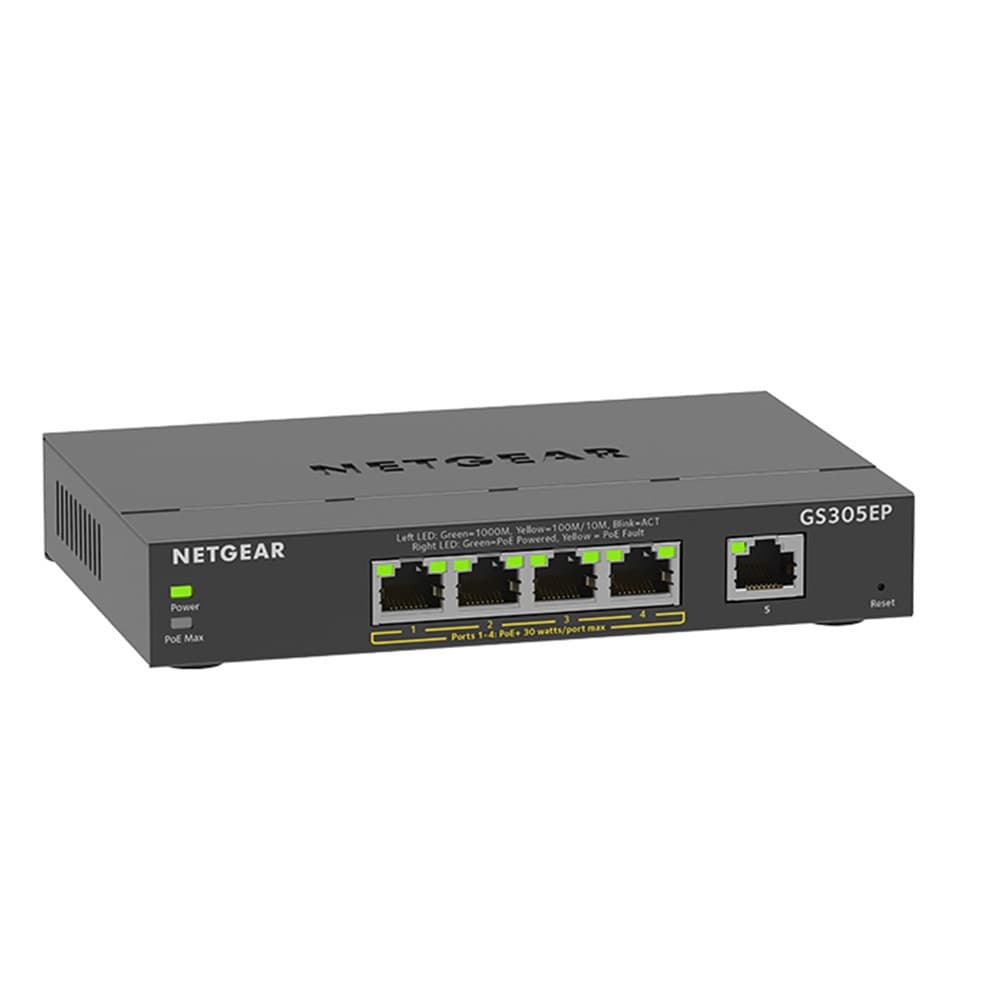 NETGEAR GS305EP  Managed  Gigabit Ethernet 5 Ports Network Switch - Black - Image 2