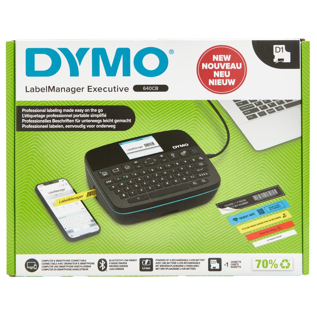 DYMO LabelManager Executive 640 CB Portable Label Printer | Compact Label Maker Machine with QWERTY Keyboard | Bluetooth & USB Connectivity | Compatible with D1 Standard & Durable Labels - Image 1