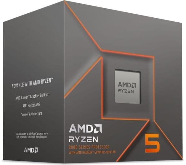AMD Ryzen 5 8500G Processor 6-Core 12-Thread AM5 3.5 GHz (5.0 GHz Max Boost) with Radeon 740M Graphics and Wraith Stealth Cooler