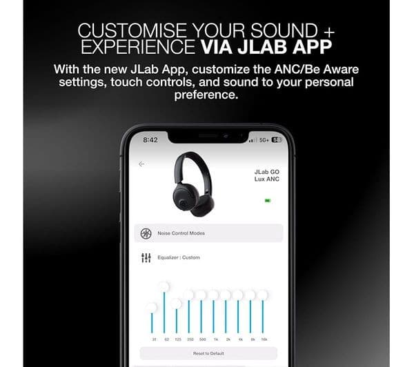 JLab Go Lux Wireless Bluetooth Noise-Cancelling Headphones - Graphite - Image 7