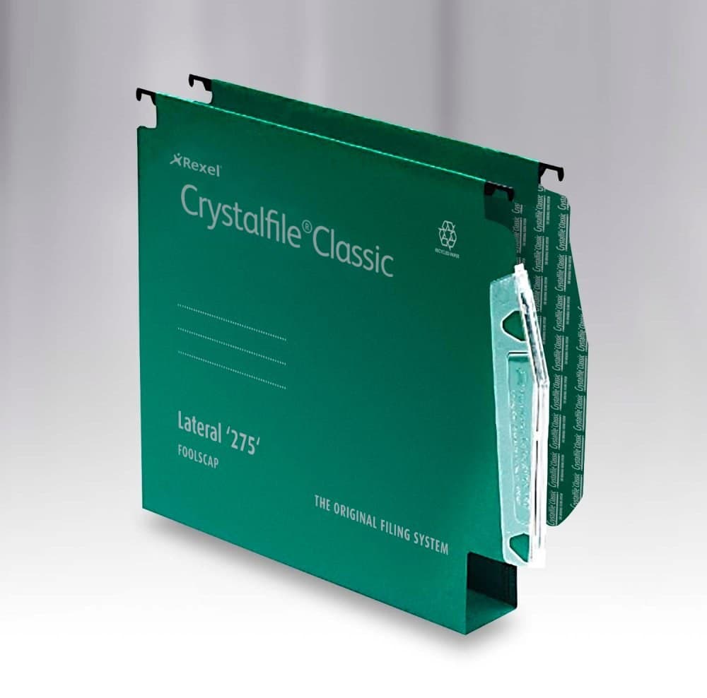 Rexel Crystalfile Classic `275` Lateral File 30mm Green (50)