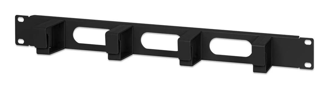 Intellinet 19" Cable Management Panel 1U, 4 Short Plastic Rings, Black (711050) - Image 1