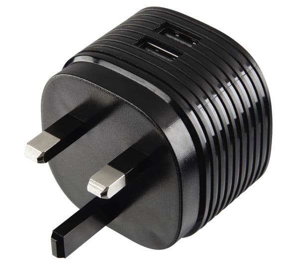 Hama 73014150 Dual USB Charger, 2x USB-A, 2.4 A, 12 W, UK Plug, Black - Image 2