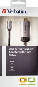 Verbatim 49144 video cable adapter 1.5 m USB Type-C HDMI Black, Silver thumbnail 2