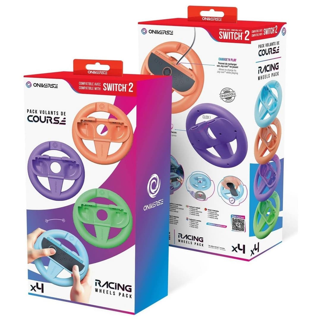 Oniverse Racing Wheels For Nintendo Switch 2 Joy-Con - 4 Pack (Blue, Orange, Purple, Green) - Image 3