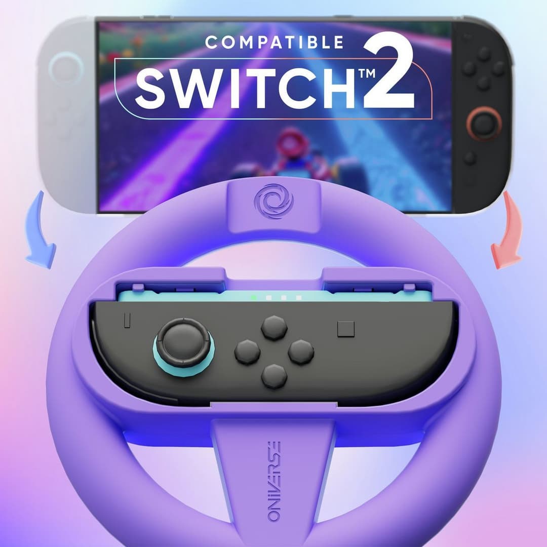 Oniverse Racing Wheels For Nintendo Switch 2 Joy-Con - 4 Pack (Blue, Orange, Purple, Green) - Image 4